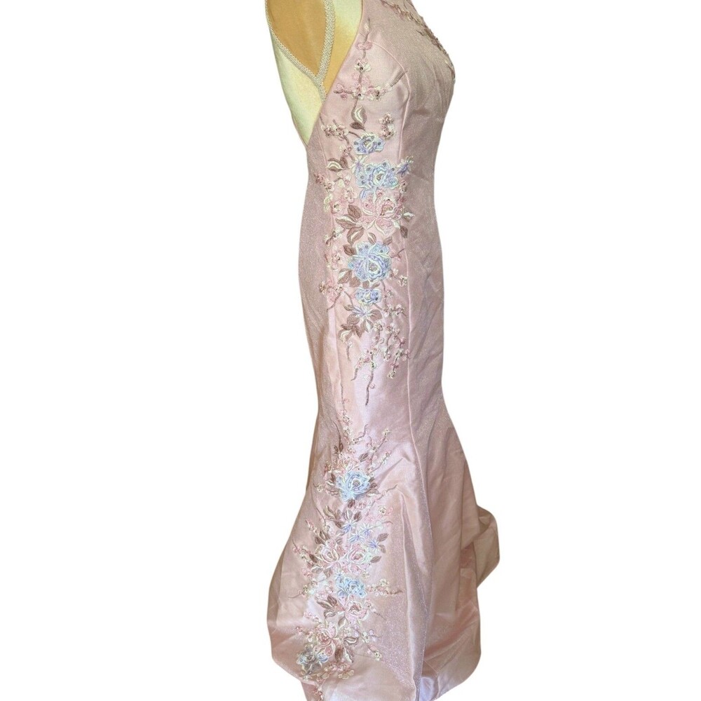 NEW Madison James Blush Pink Dress Sz 8 Floral Embroidered Floral Prom Wedding - Picture 5 of 16